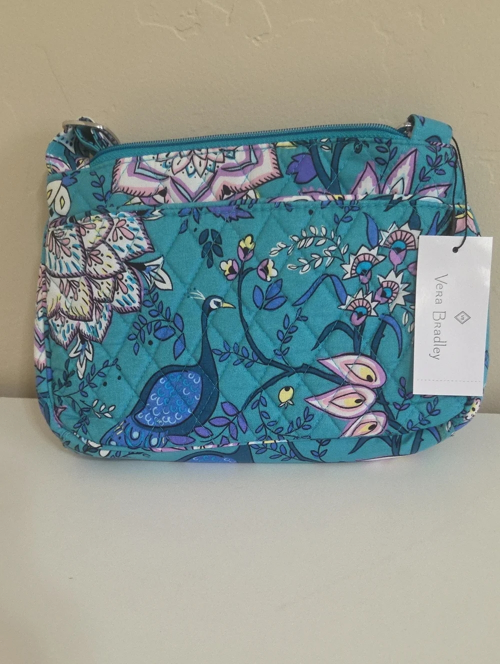 Vera Bradley Teal Floral Quilted Crossbody Bag